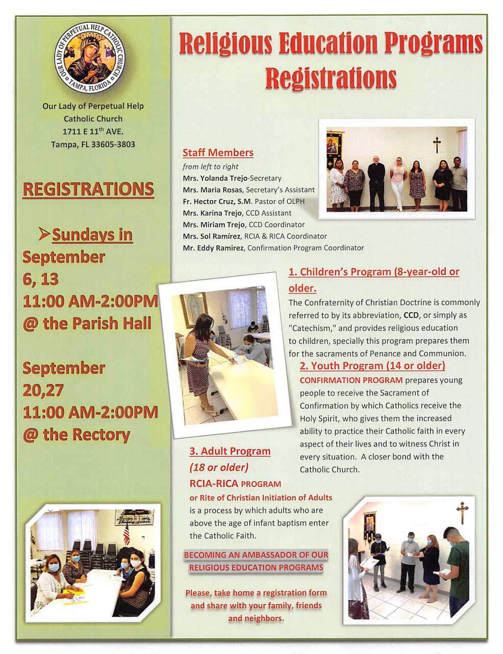 Registration for Religious Education Classes in September 2020 - Our ...